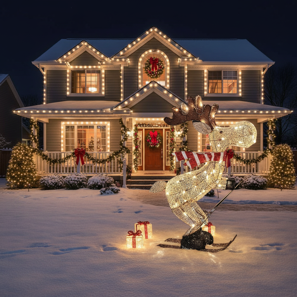 LED Acrylic Christmas Deer Decoration – Luminous Sleigh Reindeer Display for Outdoor Yards and Festive Holiday Lighting
