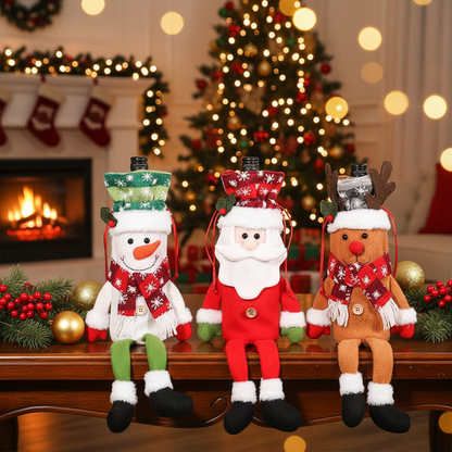 Retractable Christmas Doll Set – Santa, Reindeer and Snowman Standing Tabletop Decorations for Cozy Holiday Home Displays