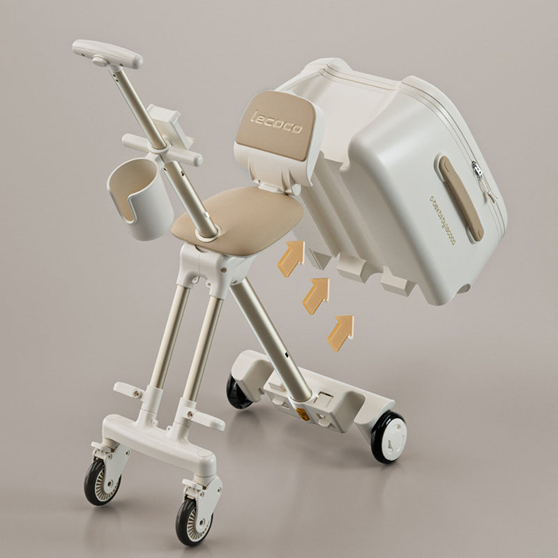 Kids Ride On Suitcase – Foldable Children's Travel Luggage with Seat, Cup Holder and Phone Holder for Easy Trips