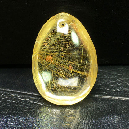 Natural Gold Rutilated Quartz Necklace – Genuine Brazil Crystal Pendant for Women and Men with Elegant Healing Jewelry Style
