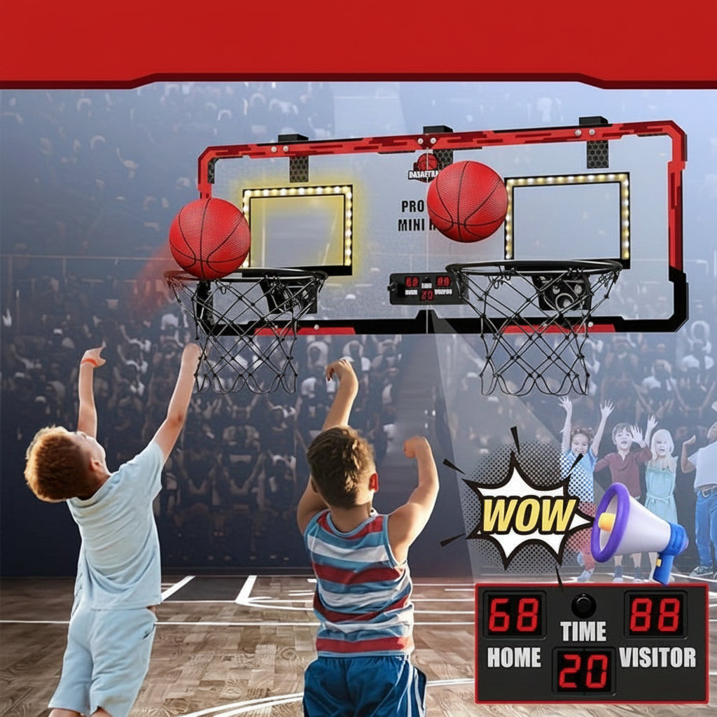 Double Basketball Hoop Game Set - Indoor Outdoor Throwing and Shooting Toy for Active Kids Sports Training and Family Fun