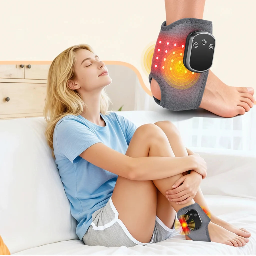 Red Light Ankle Therapy Brace – Rechargeable Infrared Recovery Wrap with Heat and Vibration Modes for Targeted Ankle Wellness and Comfort
