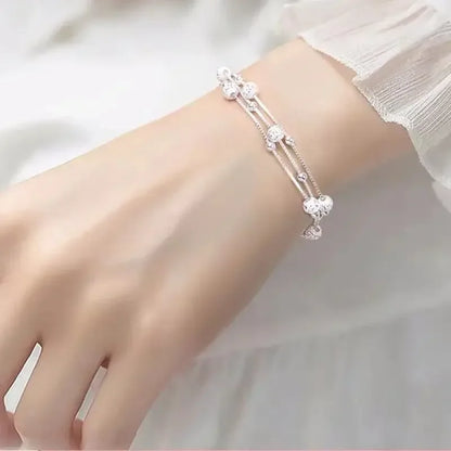 Sterling Silver Lucky Bead Bracelet – 925 Luxury Multi-Layer Charm Jewelry with Elegant Design for Women, Parties, Anniversaries and Gifts