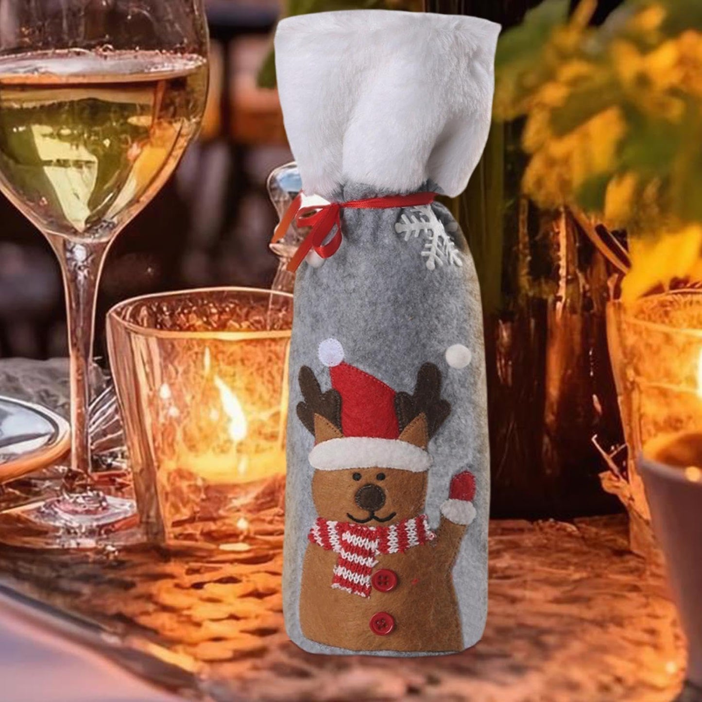 Christmas Wine Bottle Cover Set – Reusable Festive Santa Bottle Sleeves for Holiday Table Decor, Parties and Gift Presentation