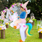Inflatable Unicorn Costume for Kids - Funny Riding Unicorn Halloween Outfit for Parties and Special Events