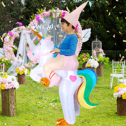 Inflatable Unicorn Costume for Kids - Funny Riding Unicorn Halloween Outfit for Parties and Special Events