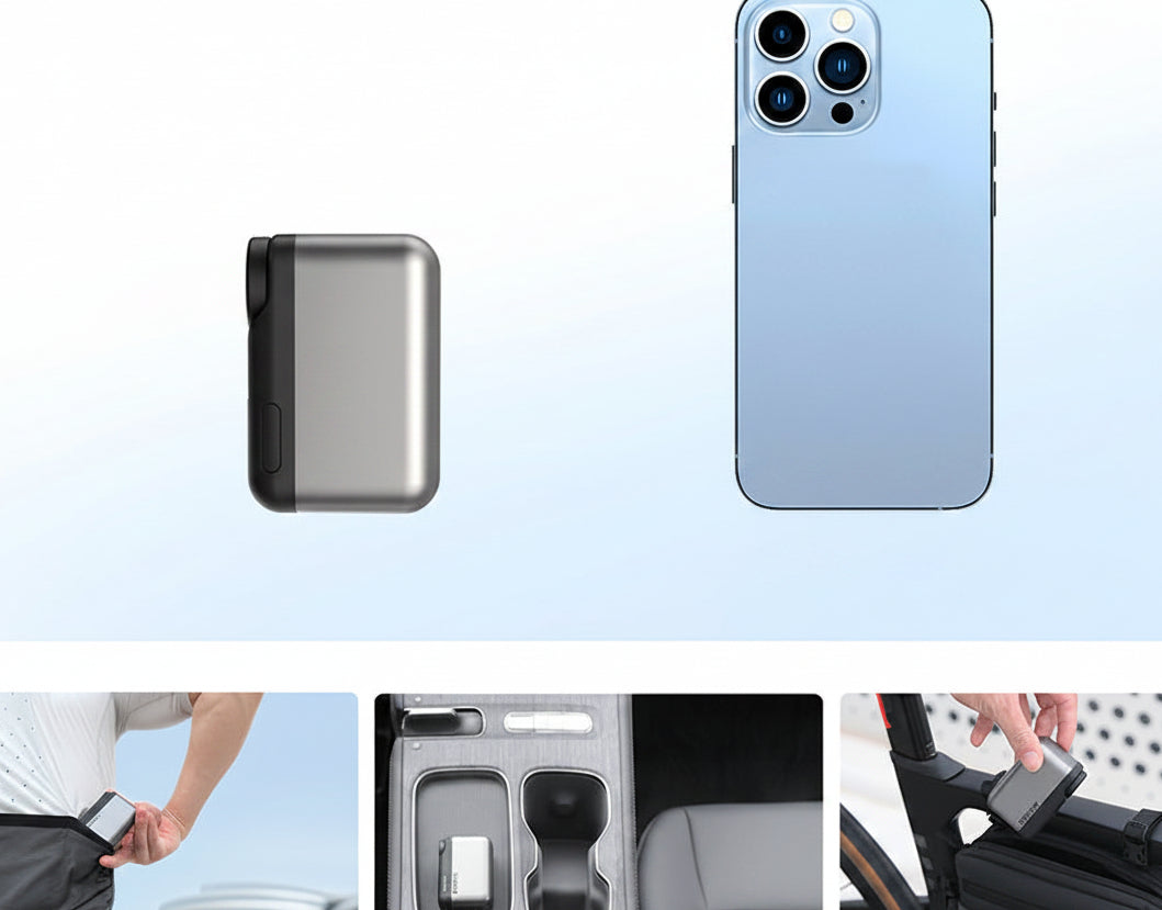 Mini Cordless Bike Tire Inflator – Portable 120PSI Electric Air Pump with Digital Screen, 450mAh Battery and Fast USB Charging