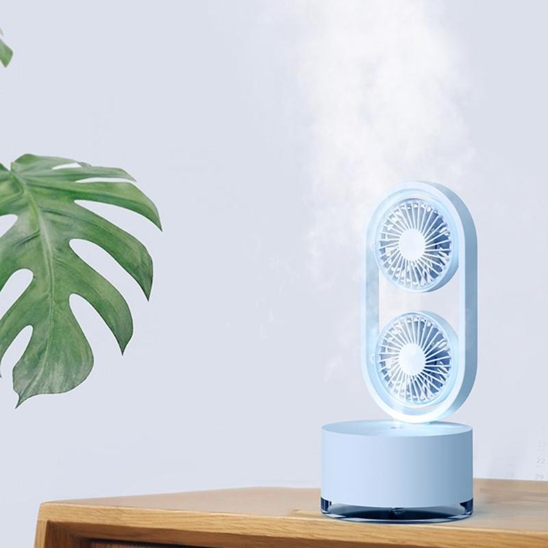 Portable Head Humidifier Fan – Rotatable USB Cooling Air Device with Adjustable Mist and Wide-Angle Personal Comfort for Summer