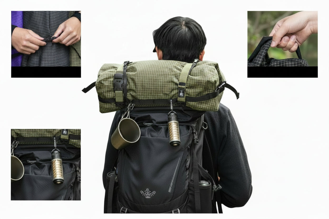 Ultralight Dyneema Backpack Pouch – Waterproof Top-Lid Expansion Bag for Hiking and Mountaineering with Multifunction External Gear Storage