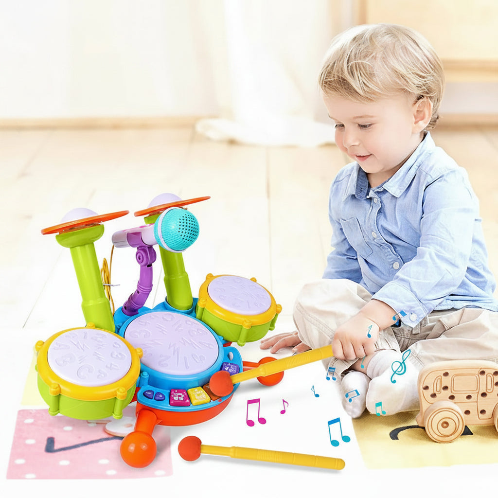 Toddler Drum Set – Musical Educational Instrument Toy with Microphone for Babies Ages 1–3, Creative Learning and Interactive Play