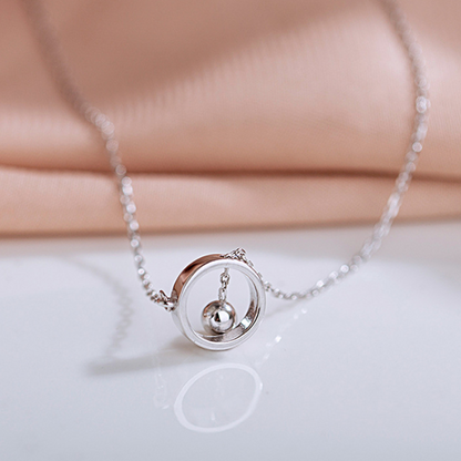 Geometric Circle Pendant Necklace – Silver Tone Beaded Tassel Clavicle Chain with Aesthetic Choker Design for Women, Fashion and Everyday Styling