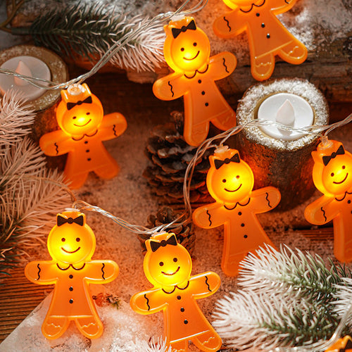 Gingerbread Man String Lights – 10 LED Christmas Fairy Lights for Trees, Bedrooms and Holiday Decor