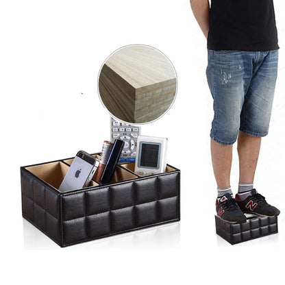 Luxury PU Leather Storage Box – Elegant Cosmetic Organizer with Makeup, Remote Control and Phone Holder for Home and Office