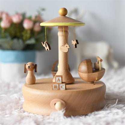 Wooden Cradle Music Box – Handcrafted Rotating Keepsake Ornament for Birthdays, Festivals, Home Decoration and Meaningful Gifts