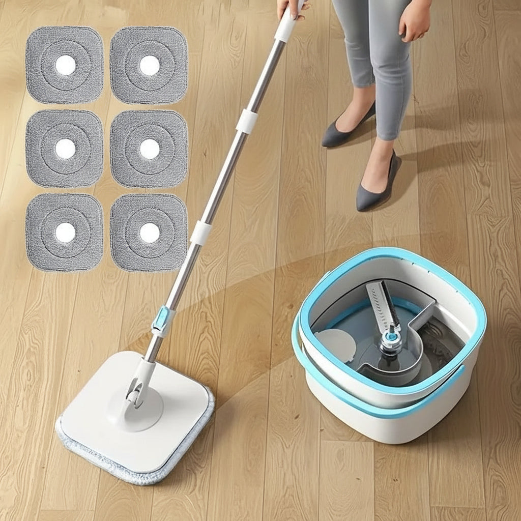 Spin Mop Bucket Set – 360° Self-Wringing Floor Cleaning Mop with Water Separation and Absorbent Design for Household Floors