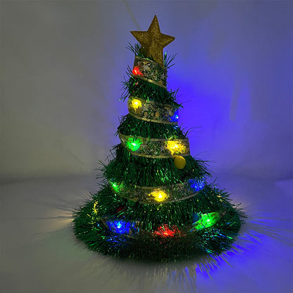 LED Light Up Santa Hat – Glowing Christmas Tree Ribbon Cap for Holiday Parties, Costumes, Photos and Festive Celebrations