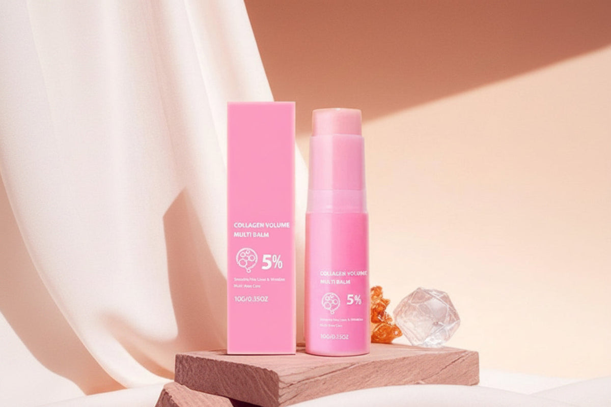 Pink Collagen Volume Multi Balm Stick – Hydrating Face, Neck, Under-Eye and Lip Treatment for Plumping, Firming and Smoothing Fine Lines
