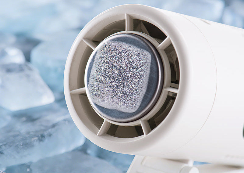Semiconductor Cooling Neck Fan – 3-in-1 Portable Turbo Fan with LED Display, 3000mAh Battery, Brushless Motor and Adjustable Cooling
