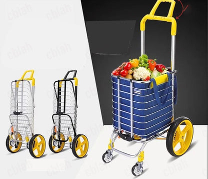 Foldable Shopping Cart – 35L Heavy Duty Aluminum Grocery Wagon with 45kg Capacity, Oxford Bag and Stair-Climbing Wheels