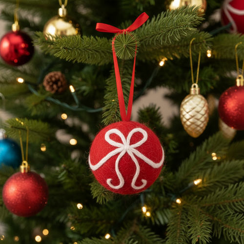 Wool Felt Christmas Ornament Set – Snowflake and Snowman Tree Decorations for Holiday Crafts, Gifts and Festive Home Decor
