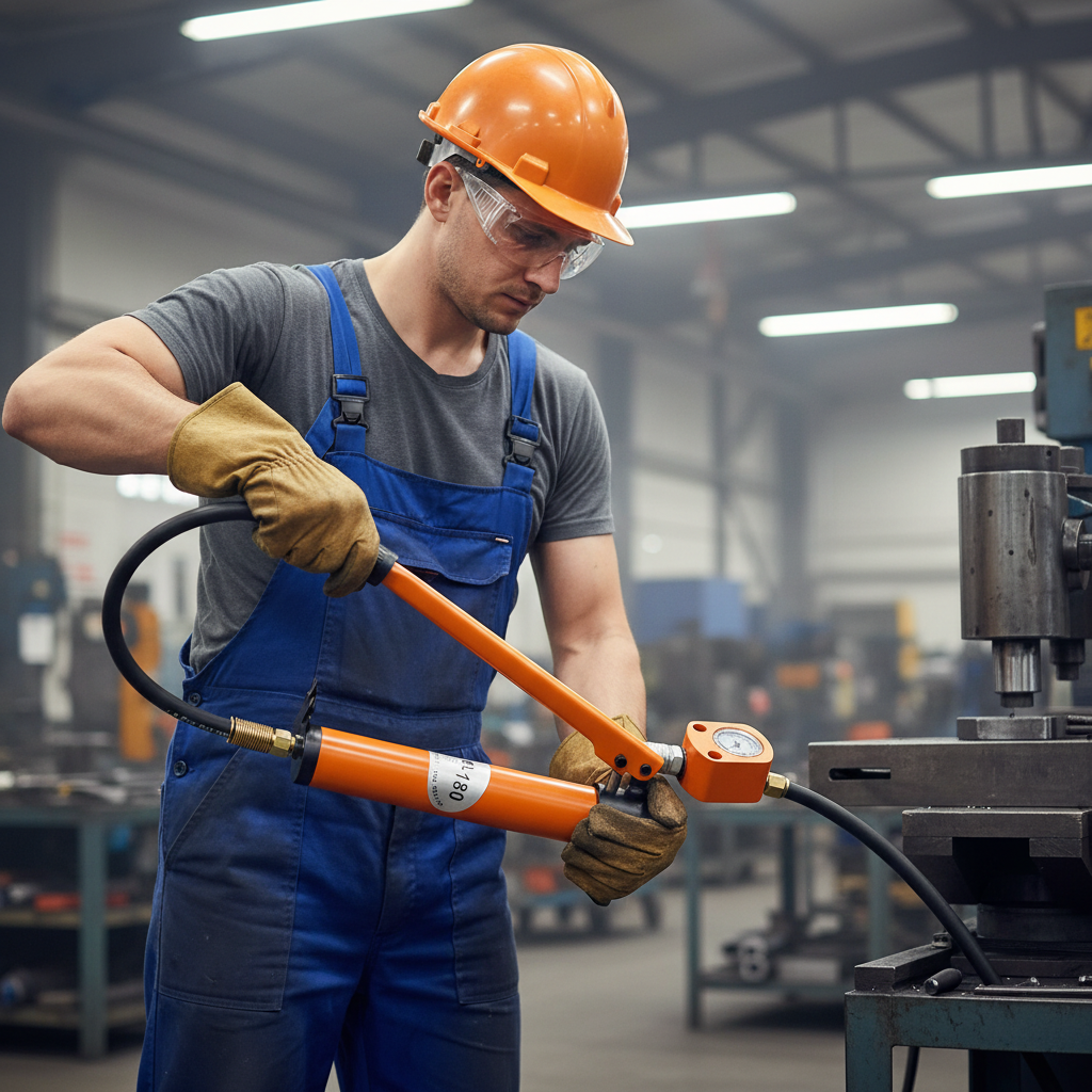 Hydraulic Ram Cylinder Jack – 10T Low-Profile Single-Acting Mini Porta Power Ram with CP-180 Hand Pump for Machinery and Shipbuilding Repairs