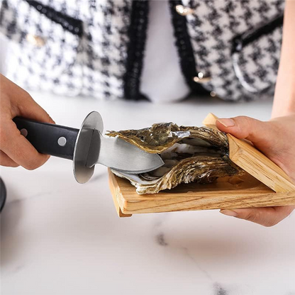 Oyster Shucker Handguard Tool - Wooden Seafood Shucking Holder for Safe Oyster Opening, Kitchen Preparation and Shellfish Handling