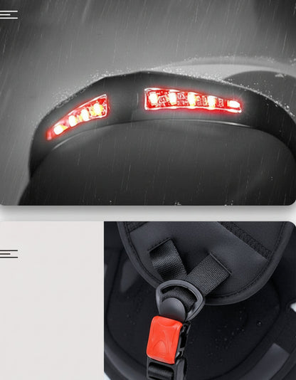 LED Motorcycle Helmet – Rechargeable Lighted Moped and Electric Scooter Helmet for Men and Women with Protective Double Visor