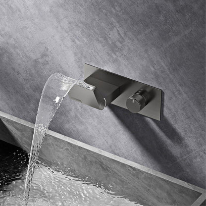 Luxury Gunmetal Brass Bathroom Faucet – Wall-Mounted Hot and Cold Mixer Tap with LED Digital Display and Elegant Single-Handle Design
