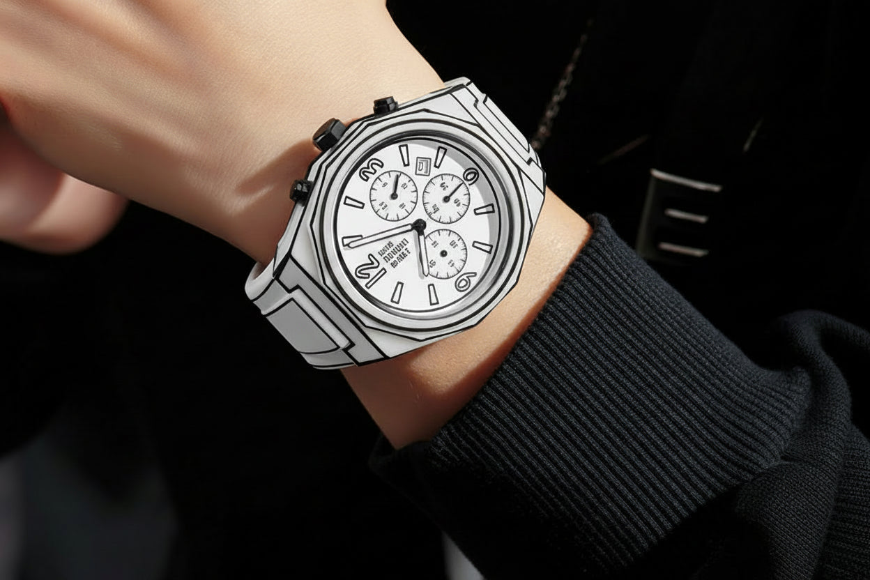 Men’s Fashion Quartz Watch – Waterproof Luminous Manga-Style Wristwatch with Silicone Strap for Everyday Casual Wear, Stylish Gifting and Modern Accessories