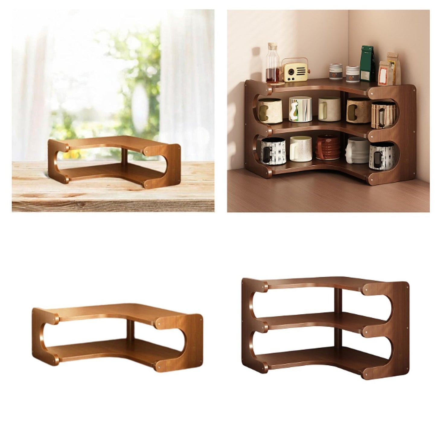Desktop Corner Shelf Organizer – Multifunctional Display Rack for Water Cups, Office Supplies, Collectibles and Home Storage