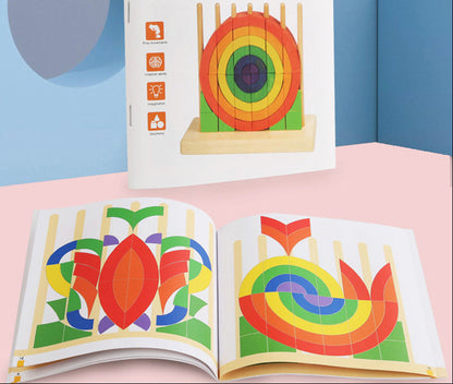 Montessori Rainbow Stacking Blocks – Wooden Color Matching Puzzle for Fine Motor Skills and Early Learning