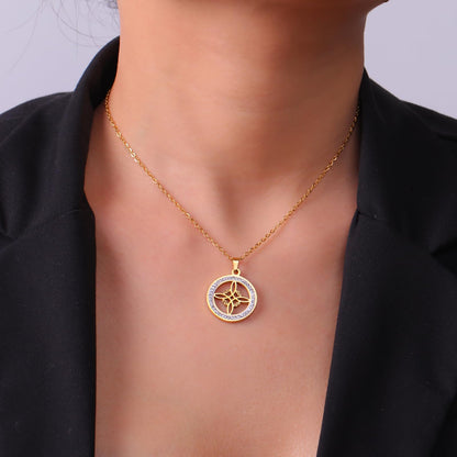 Stainless Steel Witch Knot Necklace - Wicca Pendant Jewelry Skyrim with Zircon Charm for Gothic Fashion