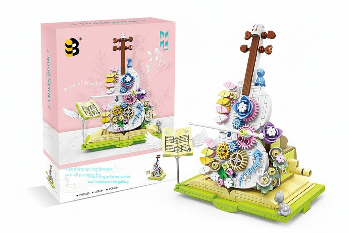 Flower Violin Building Blocks – Creative Assembly Toy for Girls and Decorative Display