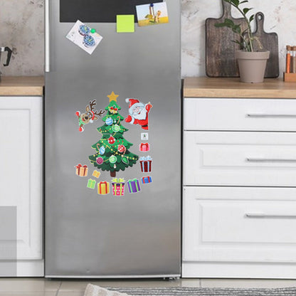 Magnetic Christmas Tree Fridge Decor – Santa Reindeer Magnet Set for Refrigerators and Metal Surfaces