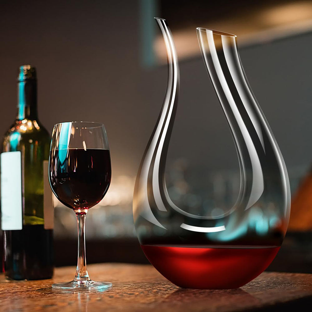Crystal Swan Wine Decanter – 600ml U Shaped Glass Aerator Gift Set for Red Wine Serving and Home Entertaining