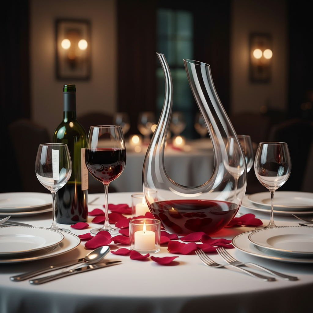 Crystal Swan Wine Decanter – 600ml U Shaped Glass Aerator Gift Set for Red Wine Serving and Home Entertaining