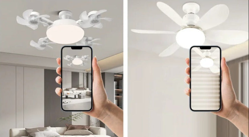 Drone-Style Ceiling Fan Light – 2-in-1 E27 LED Fan Lamp with Remote Control and Three Colors for Home, Dining and Restaurant Spaces
