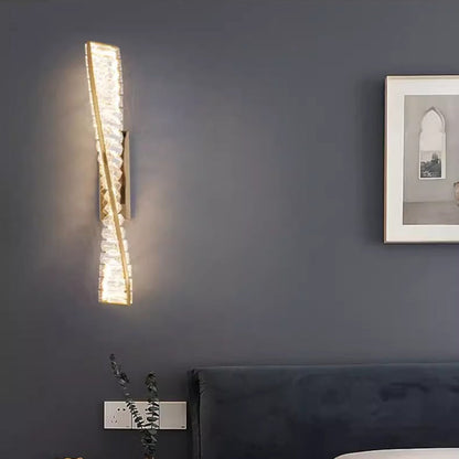 Modern Crystal Spiral Wall Sconce – Long Strip LED Wall Lamp for Hallway, Hotel, Entrance and Contemporary Indoor Lighting