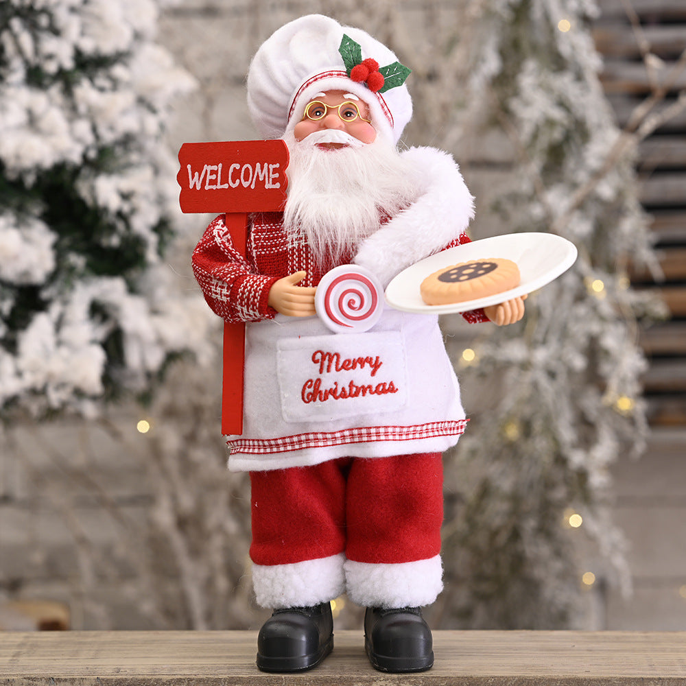Standing Chef Santa Figurine – Christmas Kitchen Decoration for Festive Tables and Holiday Home Displays