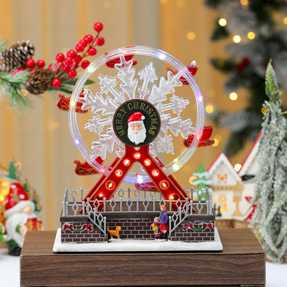 Animated Christmas Ferris Wheel – LED Musical Holiday Desktop Decoration with Moving Festival Display and Seasonal Charm