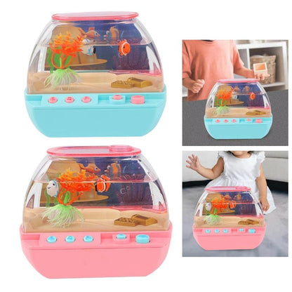 Interactive Aquarium Toy-Musical Mini Fish Tank Playset with Lights Sounds and Educational Entertainment for Children