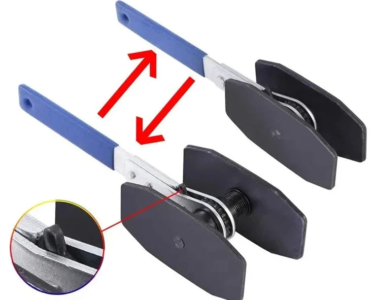 Ratchet Brake Piston Press Tool – 360° Heavy-Duty Steel Caliper Spreader for Automotive Brake Pad Installation, Piston Resetting and Repairs