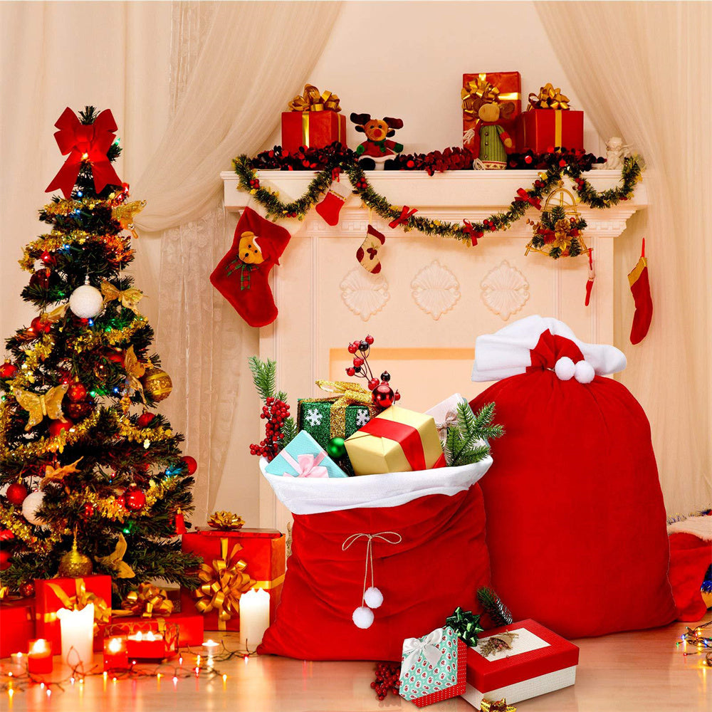 Extra Large Santa Gift Sack – Velvet Drawstring Christmas Present Bag for Holiday Gifts and Party Decor