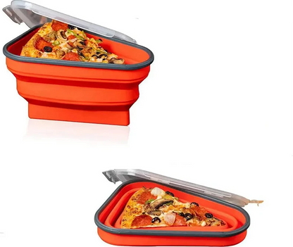 Foldable Silicone Pizza Storage Box – Reusable Food-Grade Triangle Container for Takeaway Pizza, Kids Meals, Lunches and Kitchen Organization