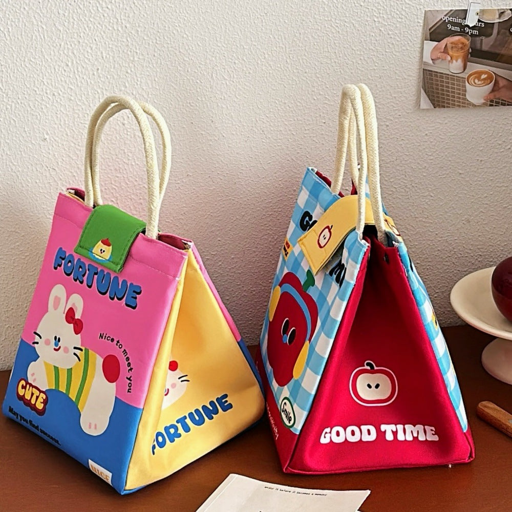 Insulated Bento Lunch Bag – Large Capacity Cartoon Tote for Office Workers, Students and Fresh Food Storage