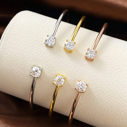 Moissanite Bangle – 2-Stone 5mm S925 Sterling Silver 18K Gold-Plated Diamond-Look Bracelet for Women, Party Jewelry, Special Gifts and GRA-Certified Style