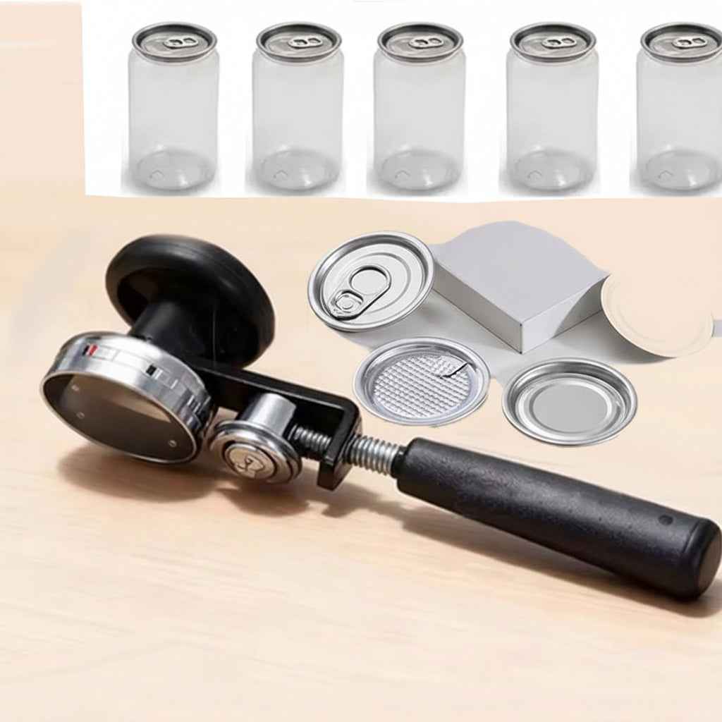 Airtight PET Food Can Set – Reusable Storage Containers with Pull Ring Lids and Manual Sealing Machine