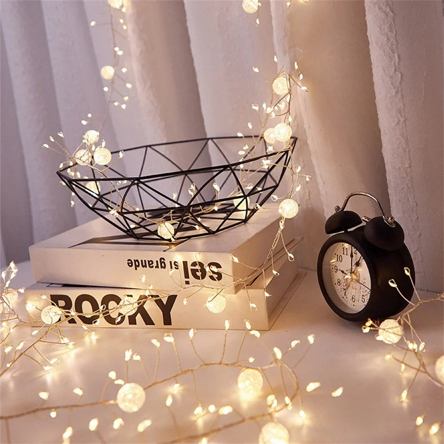 LED Firecracker Fairy Lights – Waterproof Outdoor Crystal String Lights for Christmas Trees, Gardens, Parties and Holiday Decor