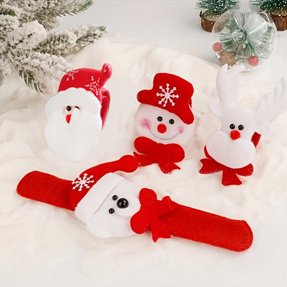 Christmas Slap Bracelet Set – Cartoon Holiday Party Favor Wristbands for Kids, Stocking Stuffers and Festive Fun