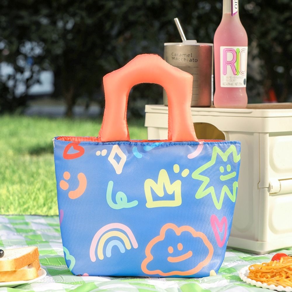 Waterproof Cartoon Lunch Bag – Cute Insulated Tote with Handle and Large Capacity for Fresh Food, School, Work and Travel